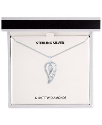 Diamond Angel Wing Pendant Necklace (1/10 ct. t.w.) in Sterling Silver