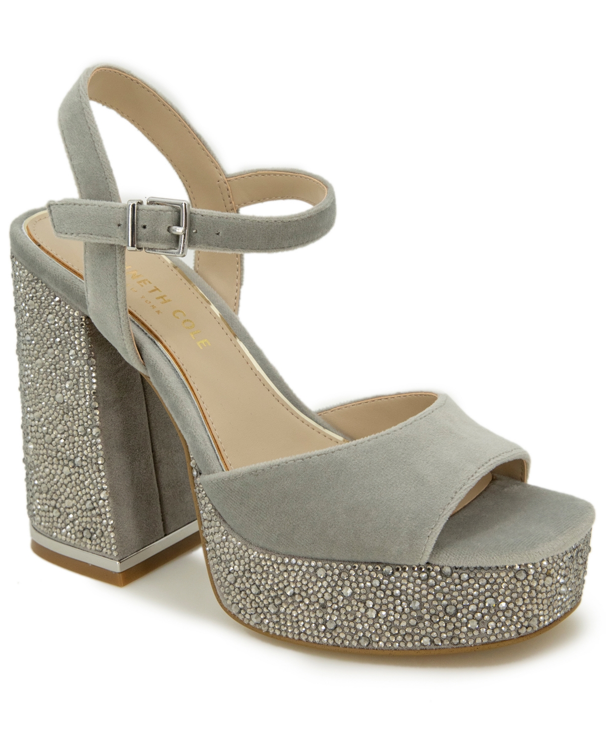 Shop Kenneth Cole New York Women's Dolly Crystal Platform Sandals In Silver
