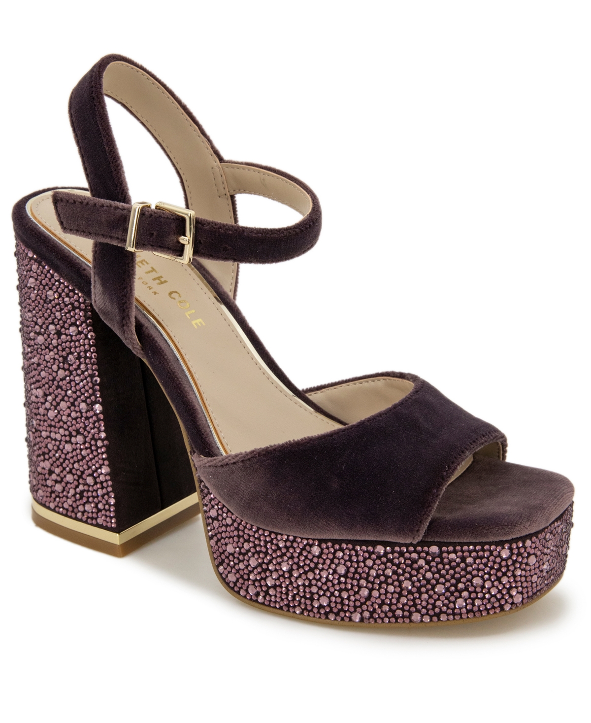 Shop Kenneth Cole New York Women's Dolly Crystal Platform Sandals In Lavender