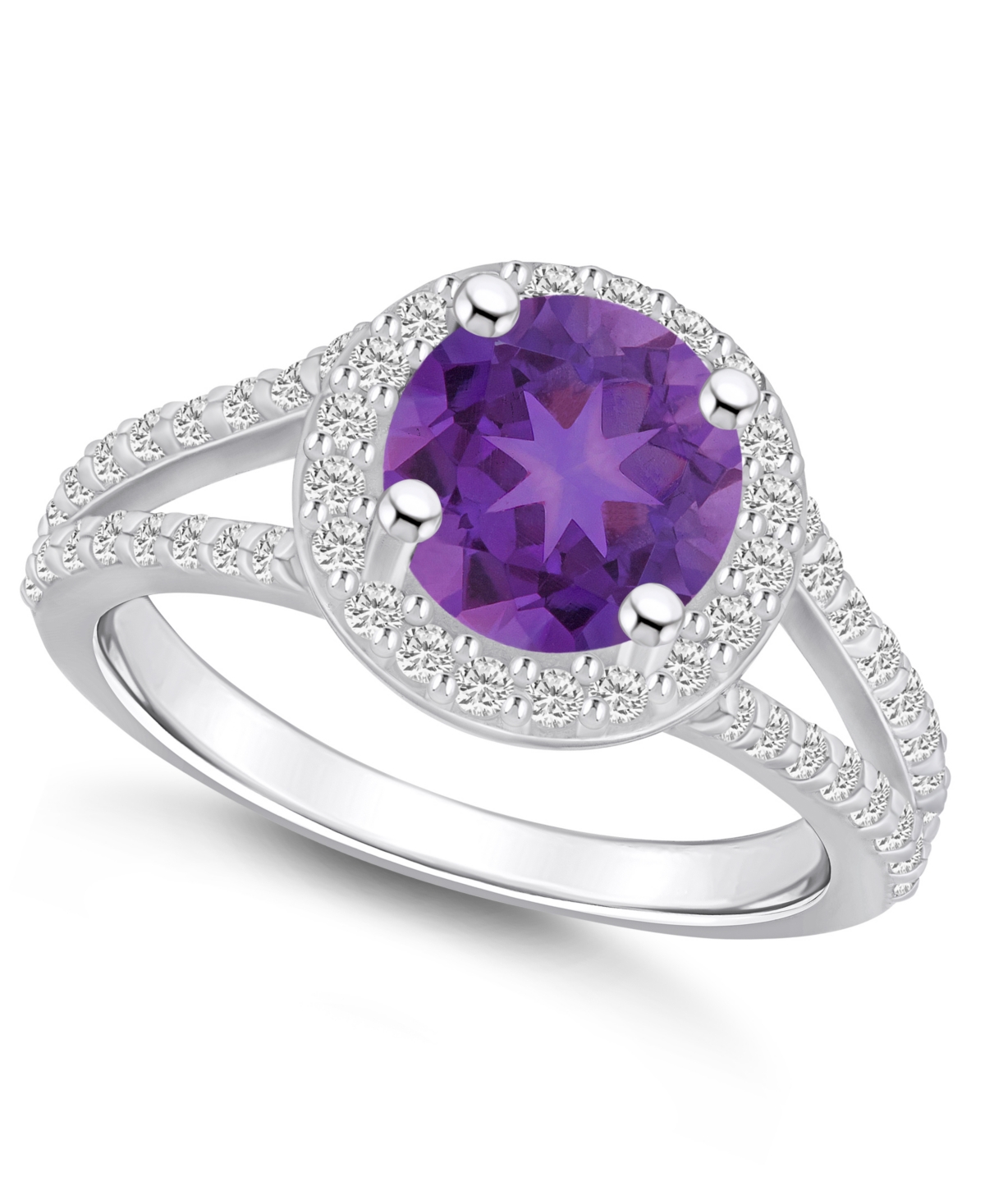 Macy's Amethyst (1-3/4 Ct. T.w.) And Diamond (1/2 Ct. T.w.) Ring In 14k White Gold In Multi