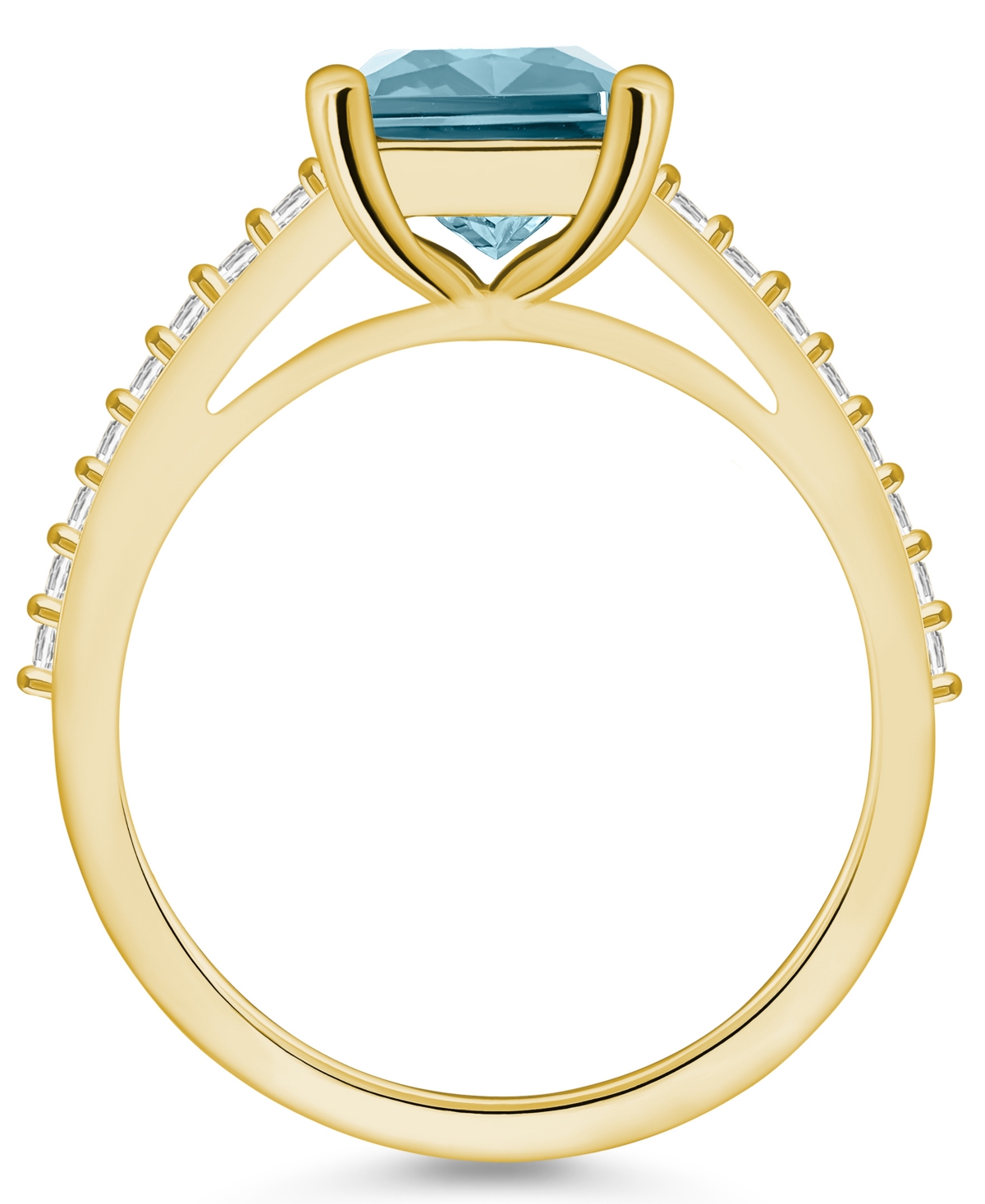 Macy's(3 ct. t.w.) and Diamond (1/4 ct. t.w.) Ring in 14K Yellow Gold - Aquamarine