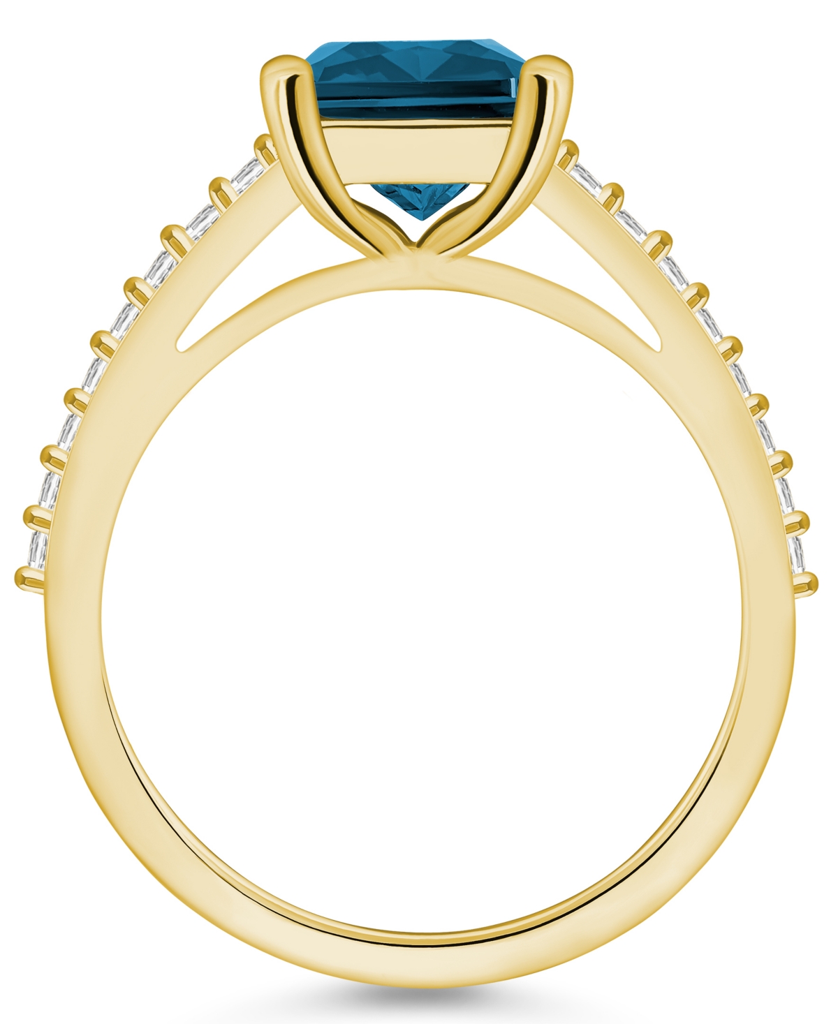 Macy's(4-1/4 ct. t.w.) and Diamond (1/4 ct. t.w.) Ring in 14K Yellow Gold - London Blue Topaz