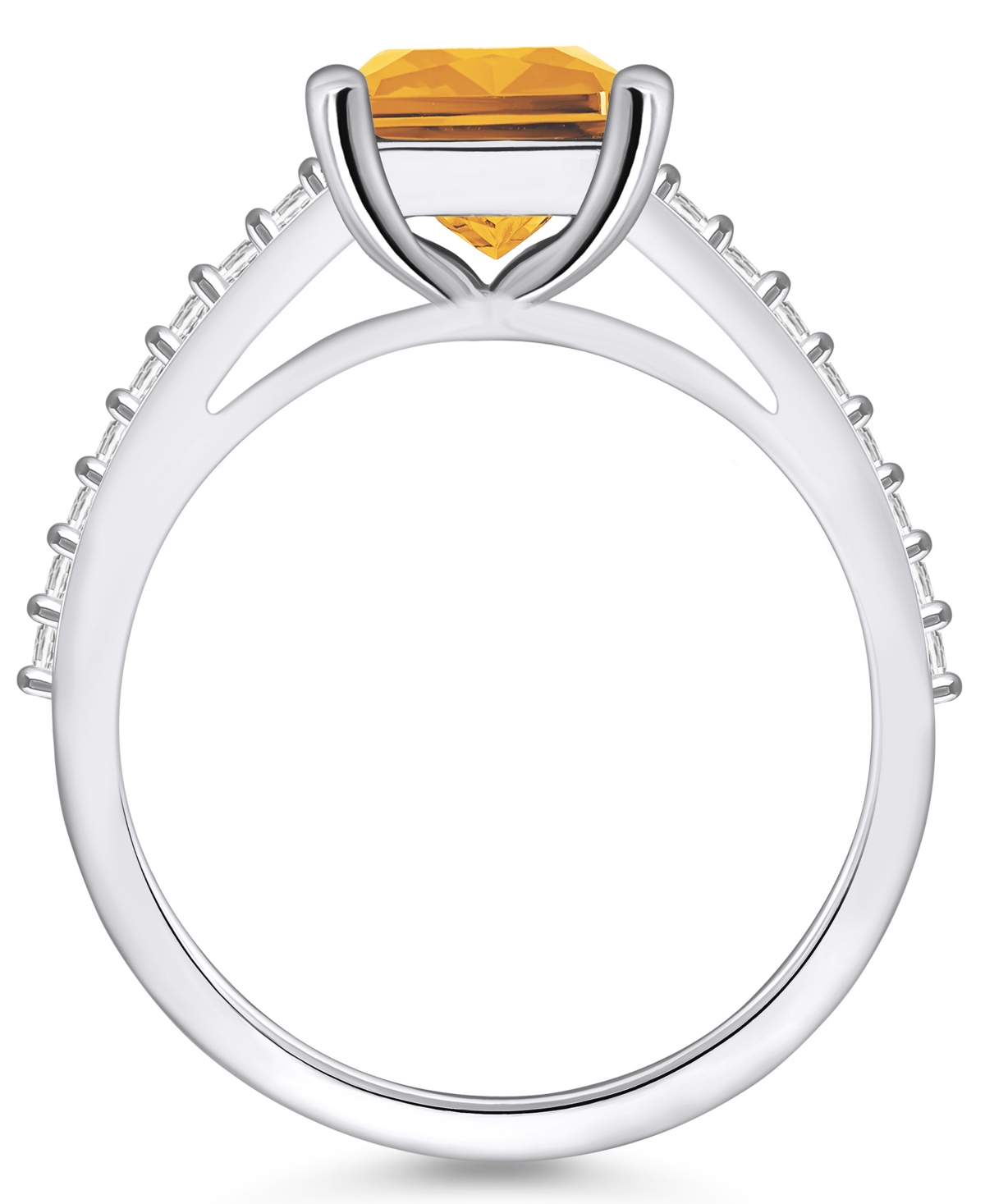 Macy's(3-1/7 ct. t.w.) and Diamond (1/4 ct. t.w.) Ring in 14K White Gold - Citrine