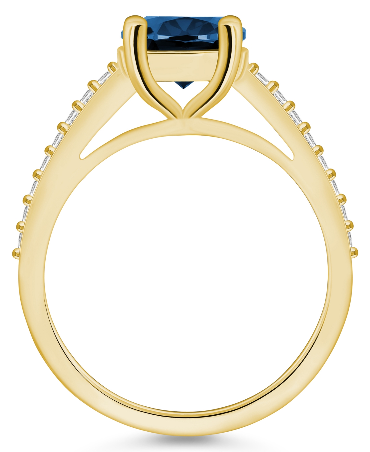 Macy's(3-5/8 ct. t.w.) and Diamond (1/4 ct. t.w.) Ring in 14K Yellow Gold - London Blue Topaz