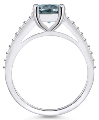 Aquamarine (2-1/2 ct. t.w.) and Diamond (1/4 ct. t.w.) Ring in 14K White Gold