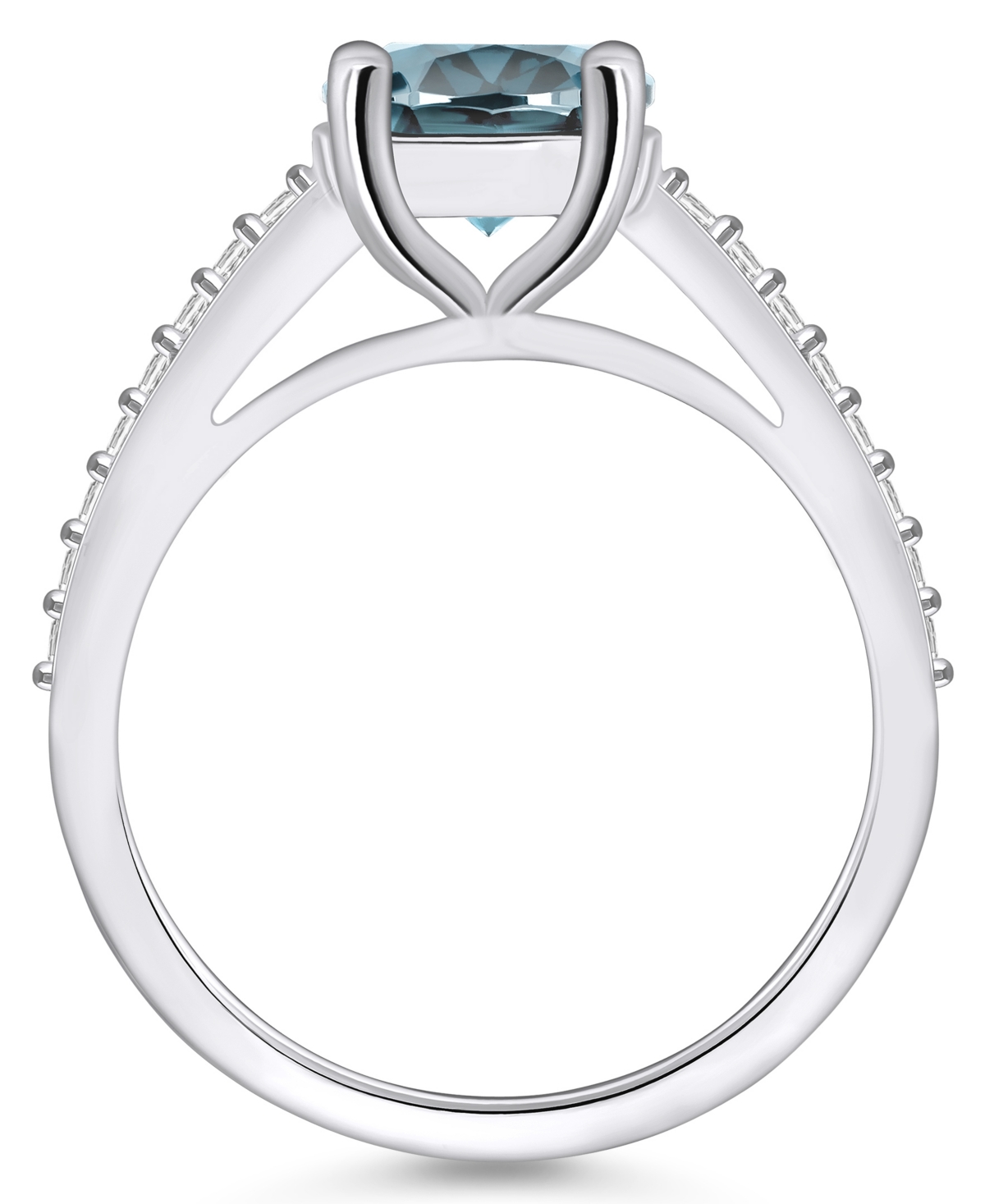 Macy's(2-1/2 ct. t.w.) and Diamond (1/4 ct. t.w.) Ring in 14K White Gold - Aquamarine