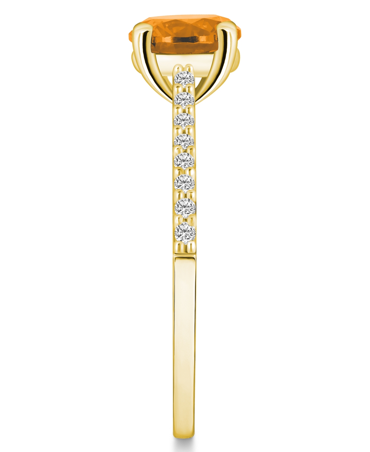 Macy's(1-1/4 ct. t.w.) and Diamond (1/6 ct. t.w.) Ring in 14K Yellow Gold - Citrine