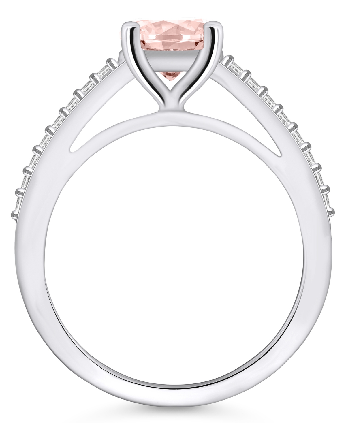 Macy's(1-1/4 ct. t.w.) and Diamond (1/6 ct. t.w.) Ring in 14K White Gold - Morganite
