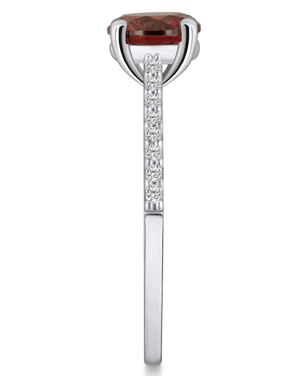 Macy's(1-5/8 ct. t.w.) and Diamond (1/6 ct. t.w.) Ring in 14K White Gold - Garnet