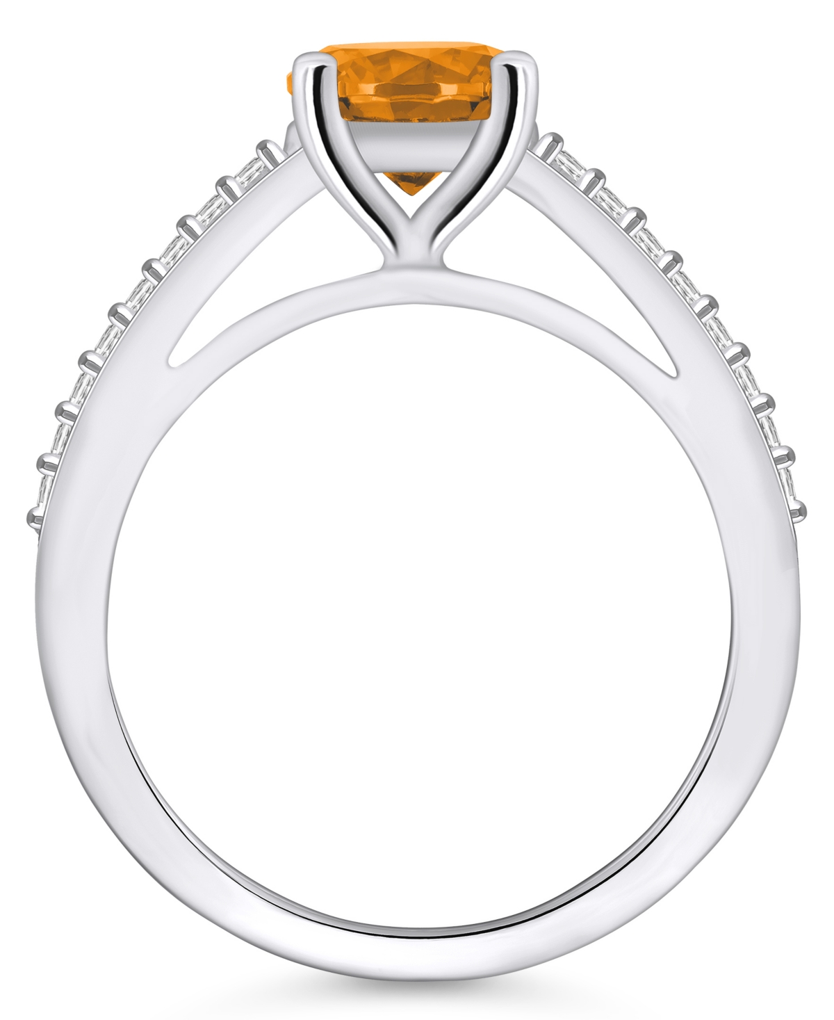 Macy's(1-1/4 ct. t.w.) and Diamond (1/6 ct. t.w.) Ring in 14K White Gold - Citrine