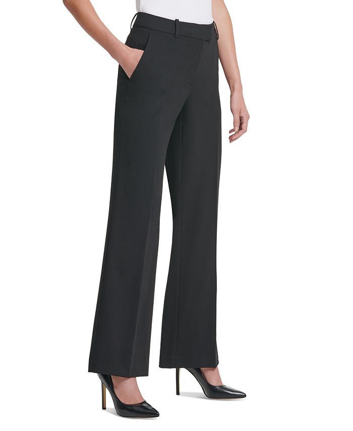 DKNY Women's Solid High-Rise Wide-Leg Career Pants - Macy's