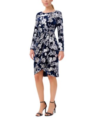 Adrianna Papell - Women's Printed Burnout Velvet Dress