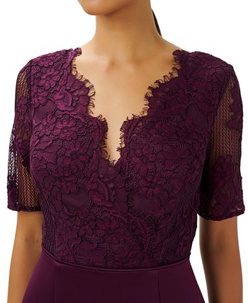 adrianna papell asymmetrical ruffle gown