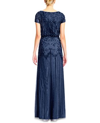 Adrianna Papell - Beaded Short-Sleeve Gown
