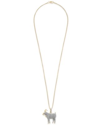 Diamond Goat Pendant Necklace (1/2 ct. t.w.) in 14k Gold-Plated Sterling Silver, 22"