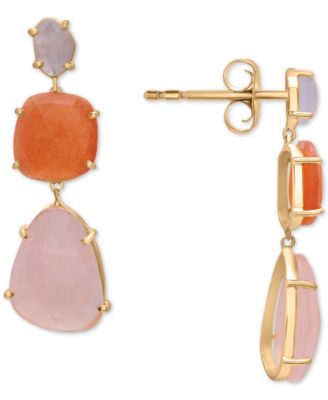 Macy's - Multi-Stone Triple Drop Earrings in 14k Gold-Plated Sterling Silver