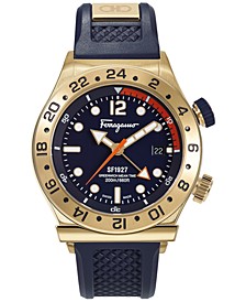Men's Swiss 1927 GMT Blue Silicone Strap Watch 44mm