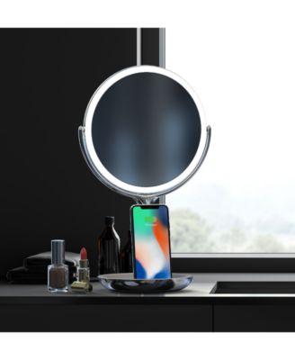 SpaStudio Vanity 8-inch Mirror with Built-In Qi Wireless Phone Charger, 5X and 10X Magnification