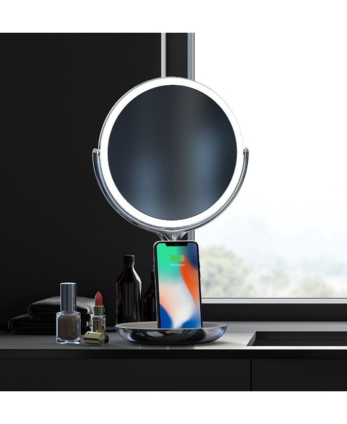 Sharper Image SpaStudio Vanity 8inch Mirror with BuiltIn Qi Wireless