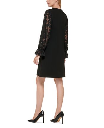 Tommy hilfiger black dress with lace sleeves discount