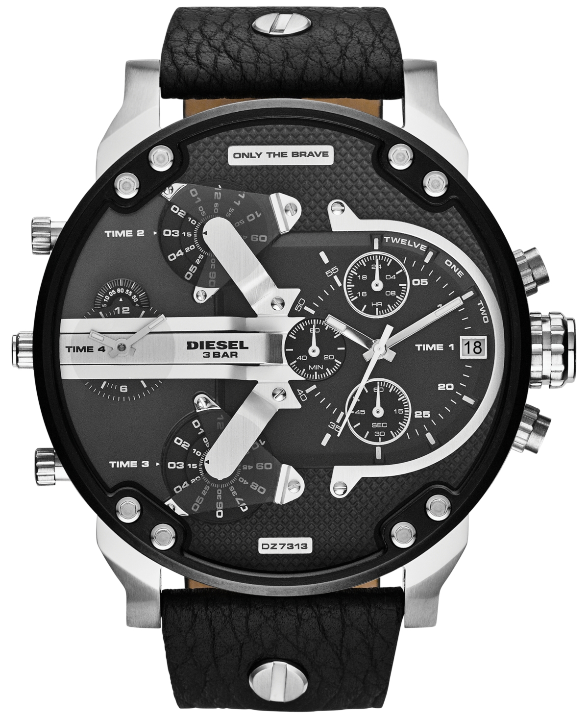 Shop Diesel Men's Chronograph Mr. Daddy 2.0 Black Leather Strap Watch 66x57mm Dz7313 In Black,black
