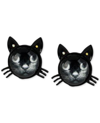 Betsey johnson black cat earrings hotsell
