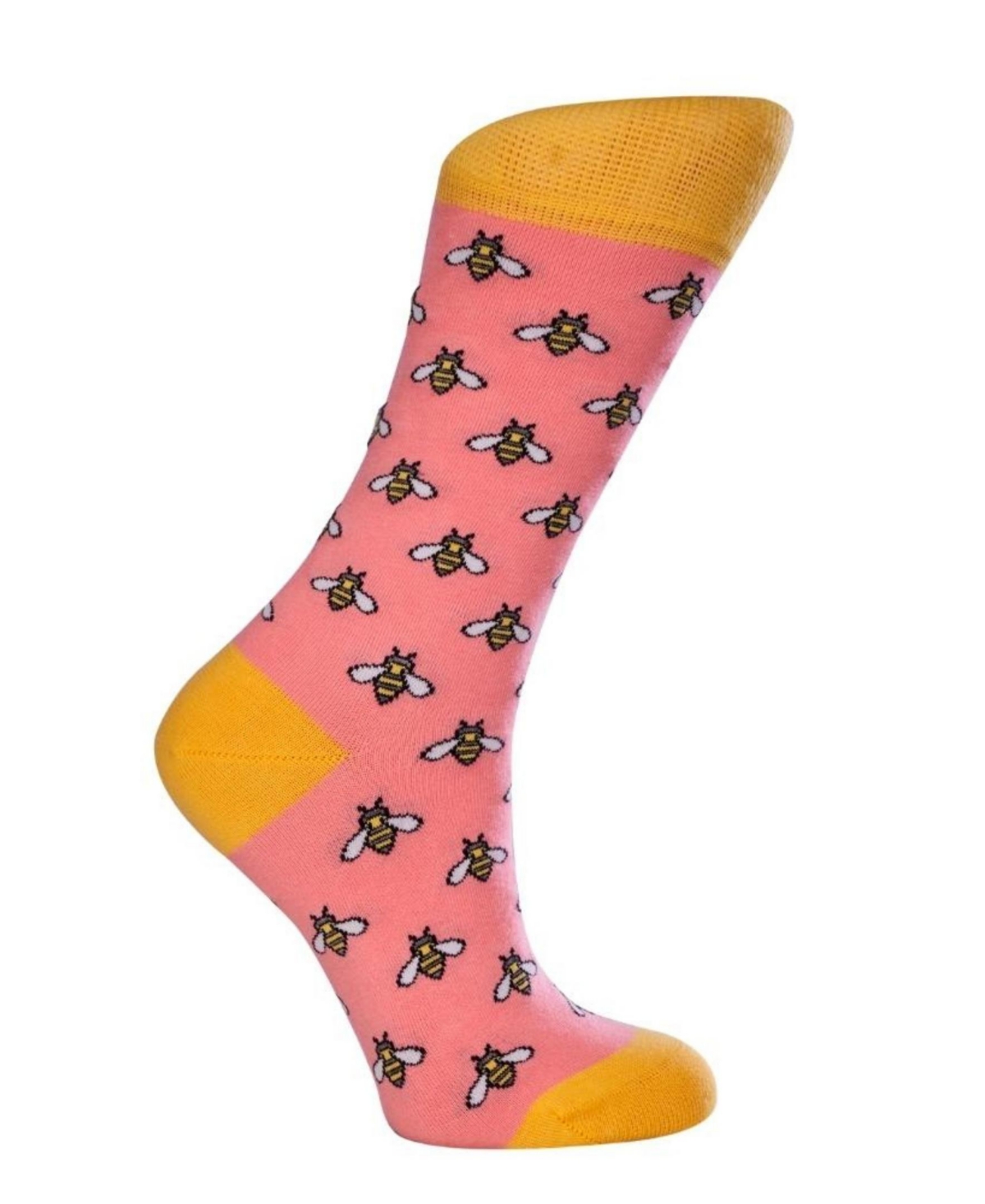 Women's Bee W-Cotton Novelty Crew Socks with Seamless Toe Design, Pack of 1 - Pink