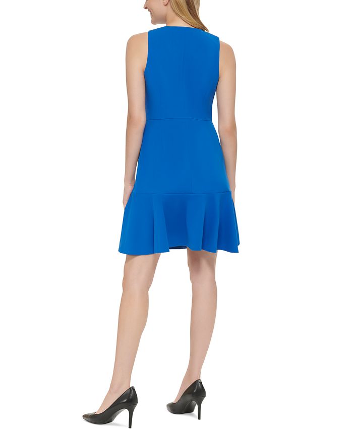 KARL LAGERFELD PARIS Women's ZipFront ScubaCrepe ALine Dress Macy's