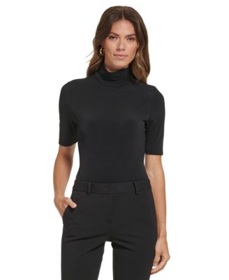 DKNY - Women's Mock Neck Short Sleeve Bodysuit