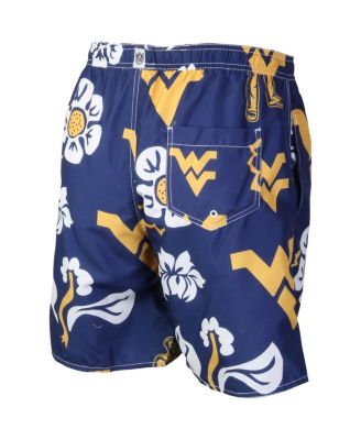 Men's Navy West Virginia Mountaineers Floral Volley Logo Swim Trunks