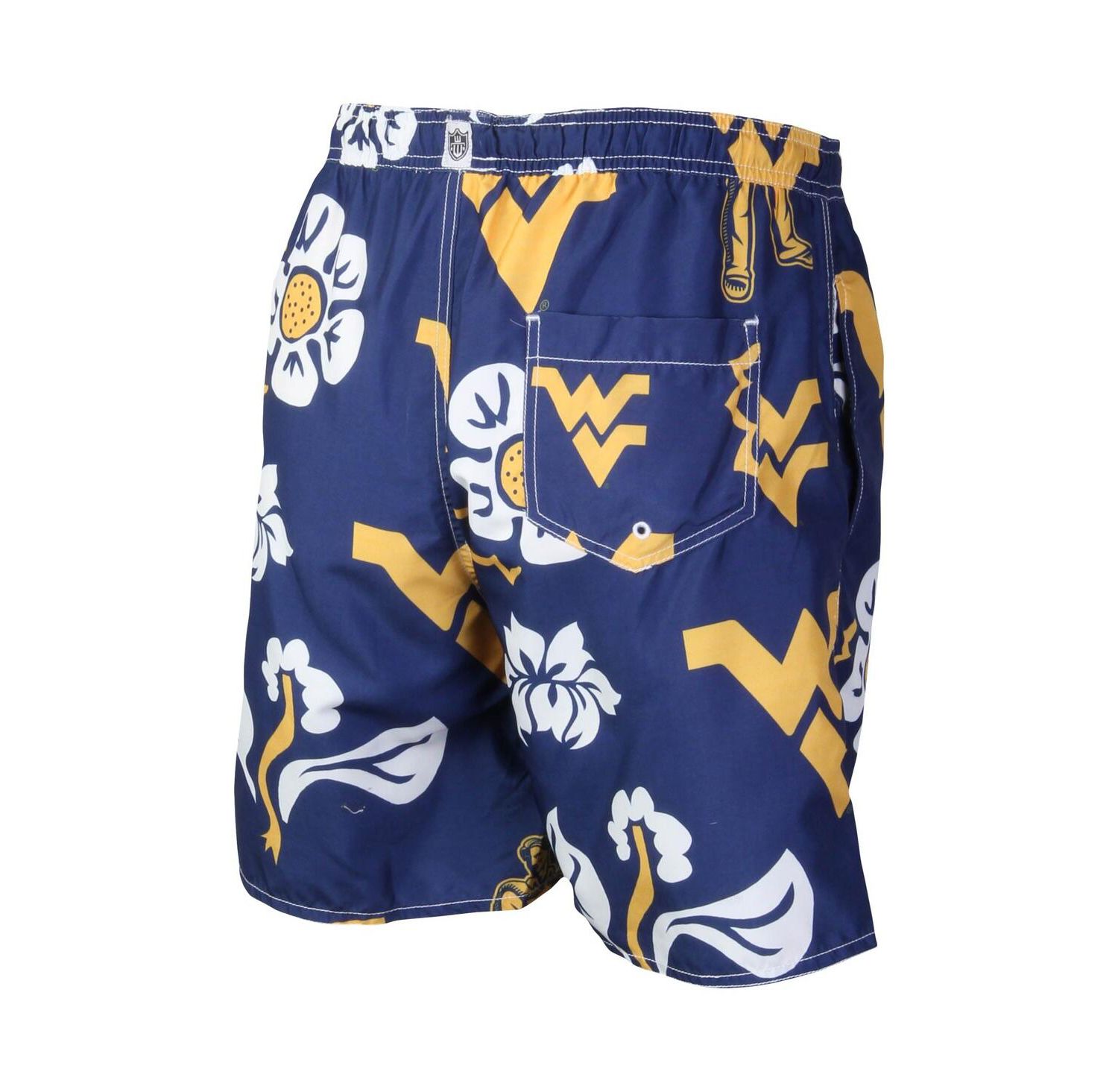 Men's Navy West Virginia Mountaineers Floral Volley Logo Swim Trunks