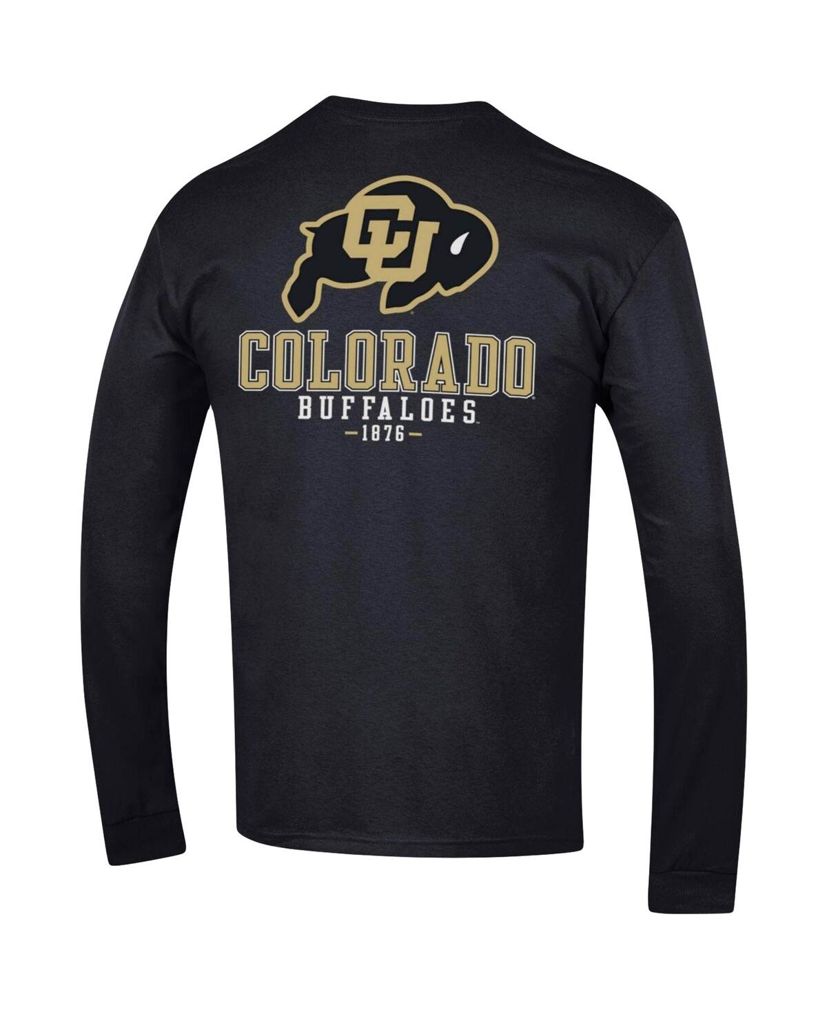 Shop Champion Men's  Black Colorado Buffaloes Team Stack Long Sleeve T-shirt