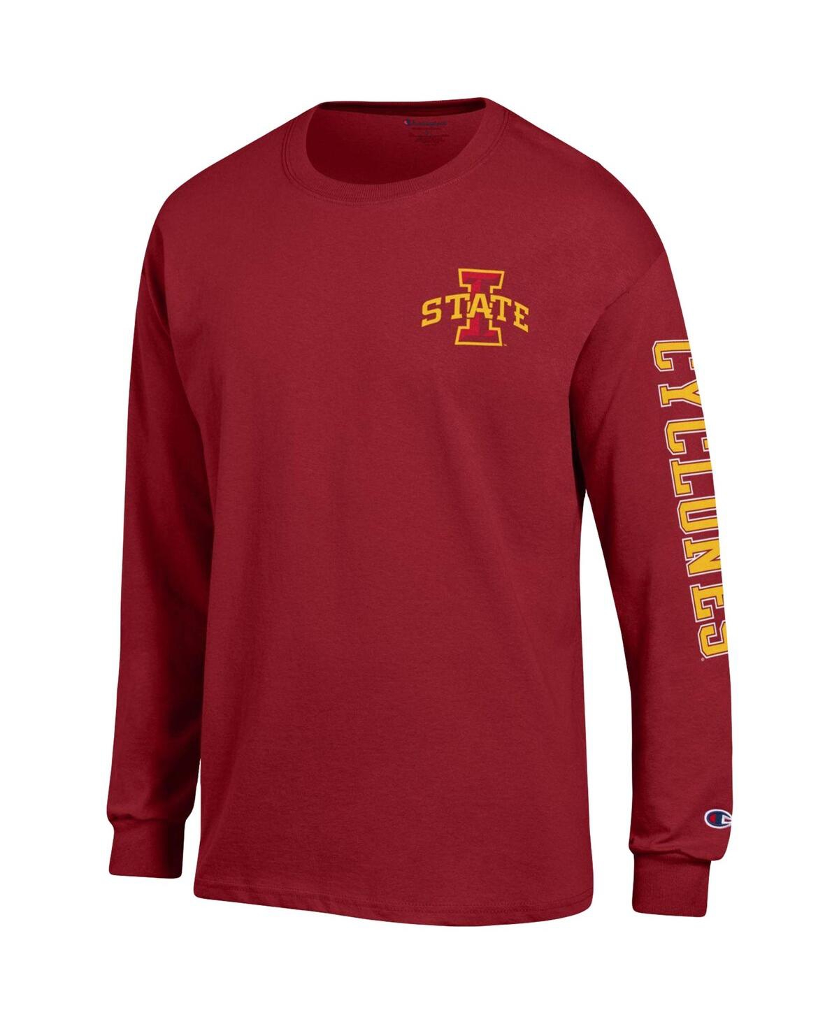 Champion Men's Cardinal Iowa State Cyclones Team Stack Long Sleeve T-shirt In Cardinal