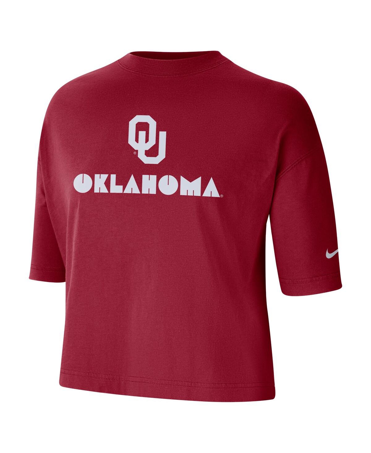 Women's NikeOklahoma Sooners Crop Performance T-shirt - Crimson