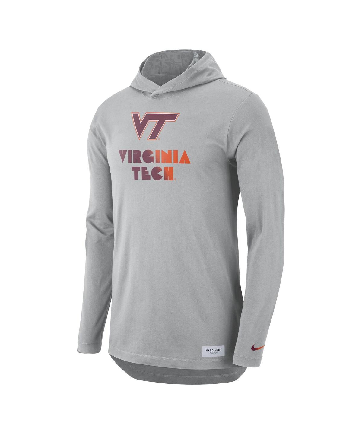 Shop Nike Men's  Gray Virginia Tech Hokies Campus Performance Hoodie Long Sleeve T-shirt