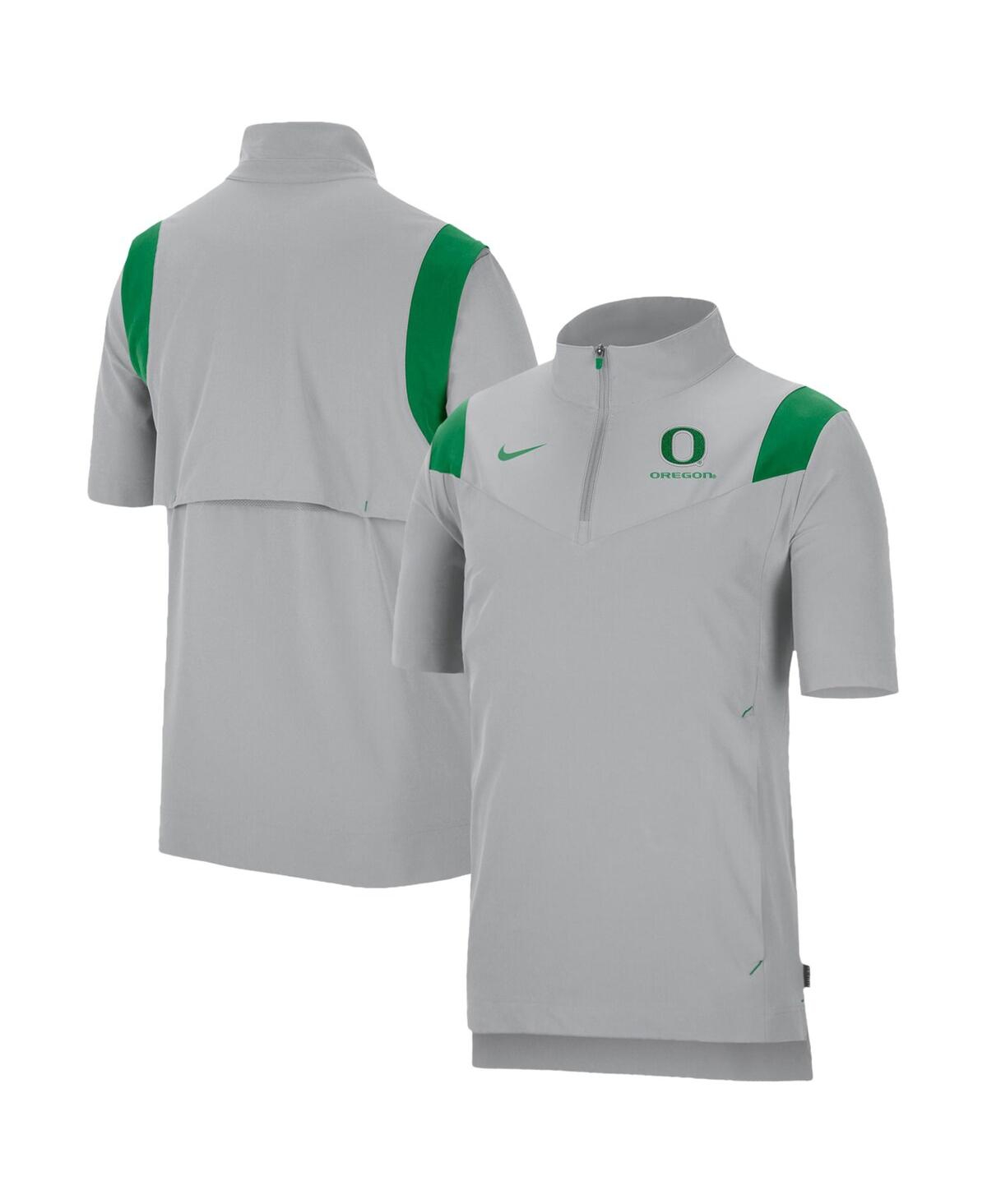 Shop Nike Men's  Gray Oregon Ducks Coach Short Sleeve Quarter-zip Jacket