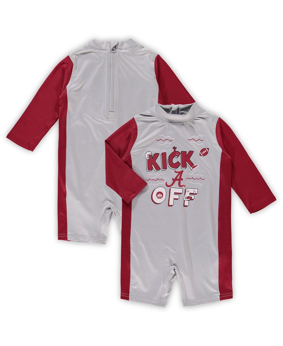 Outerstuff Infant Unisex Gray And Crimson Alabama Crimson Tide Wave Runner Wetsuit In Gray,crimson
