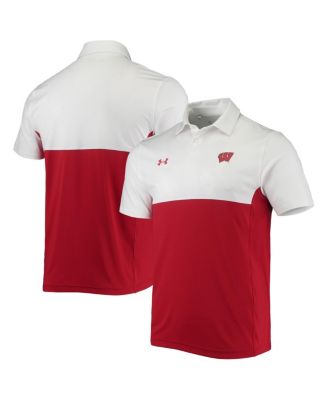 Men's White, Red Wisconsin Badgers 2022 Blocked Coaches Performance Polo Shirt