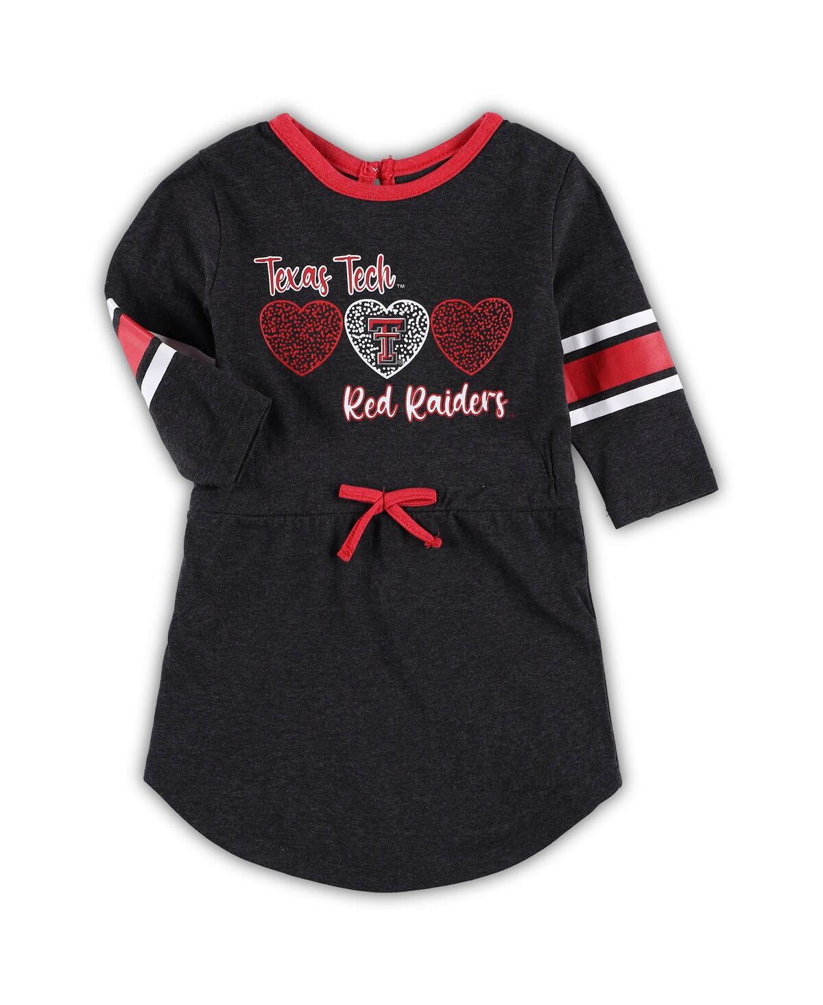 Shop Colosseum Toddler Girls  Heathered Black Texas Tech Red Raiders Poppin Sleeve Stripe Dress