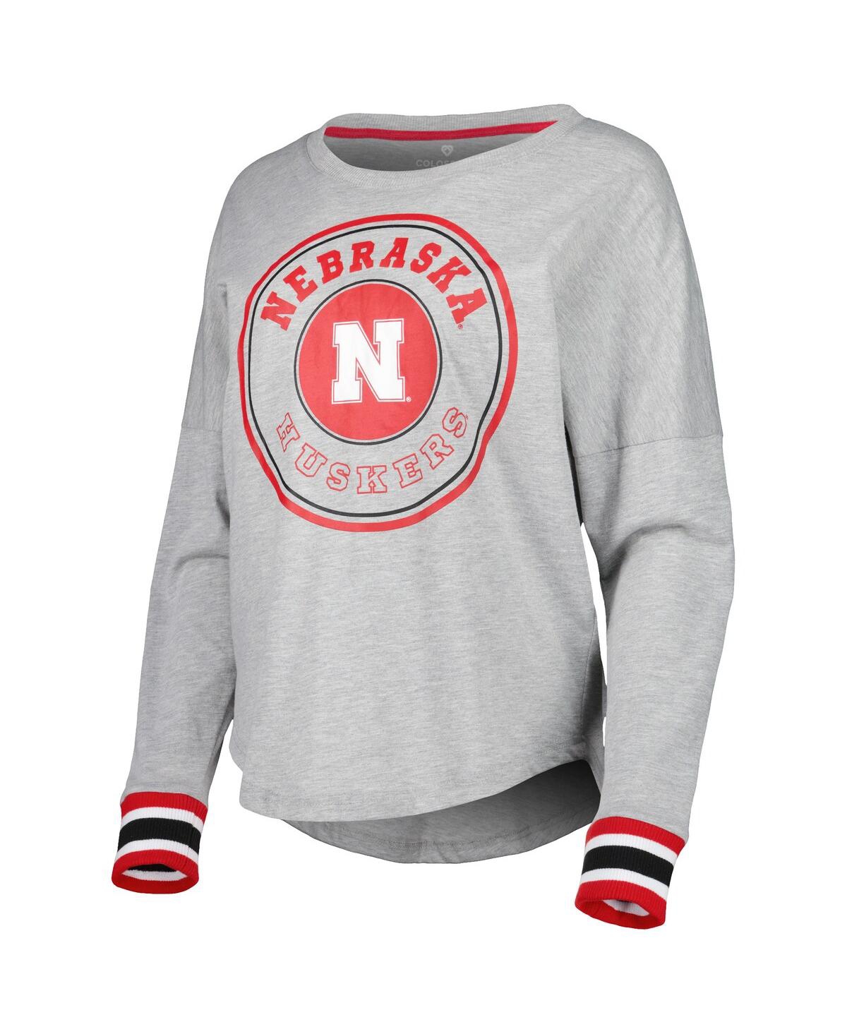 Shop Colosseum Women's  Heathered Gray Nebraska Huskers Andy Long Sleeve T-shirt