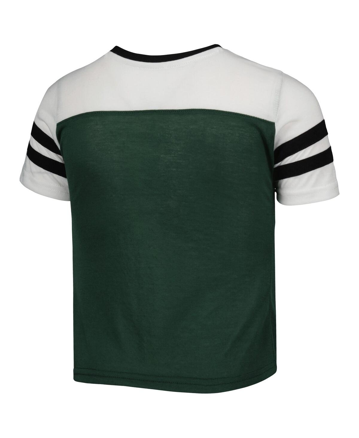 Shop Colosseum Big Girls  Green Michigan State Spartans Practically Perfect Striped T-shirt