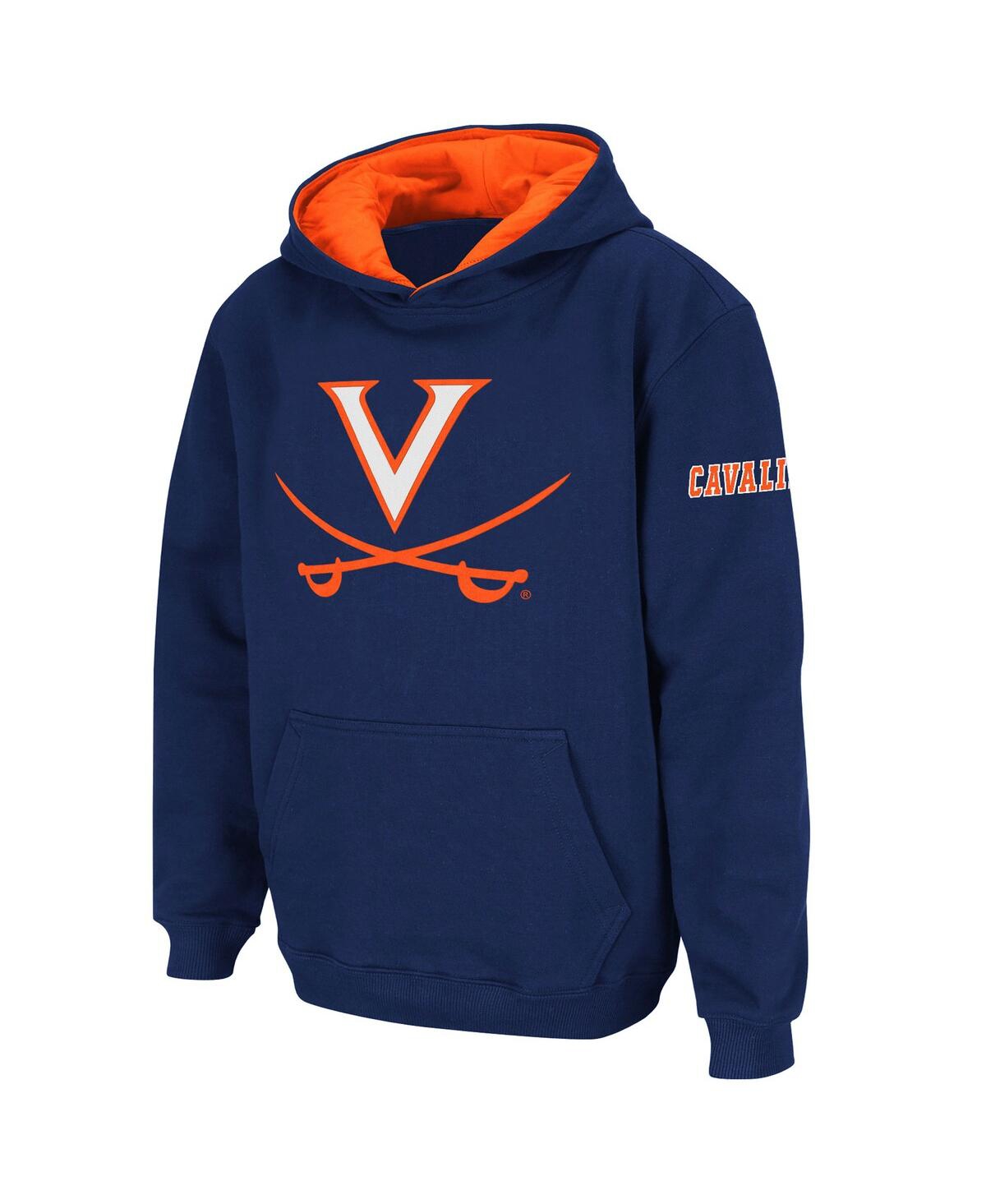 Colosseum Big Boys Navy Virginia Cavaliers Big Logo Pullover Hoodie In Navy
