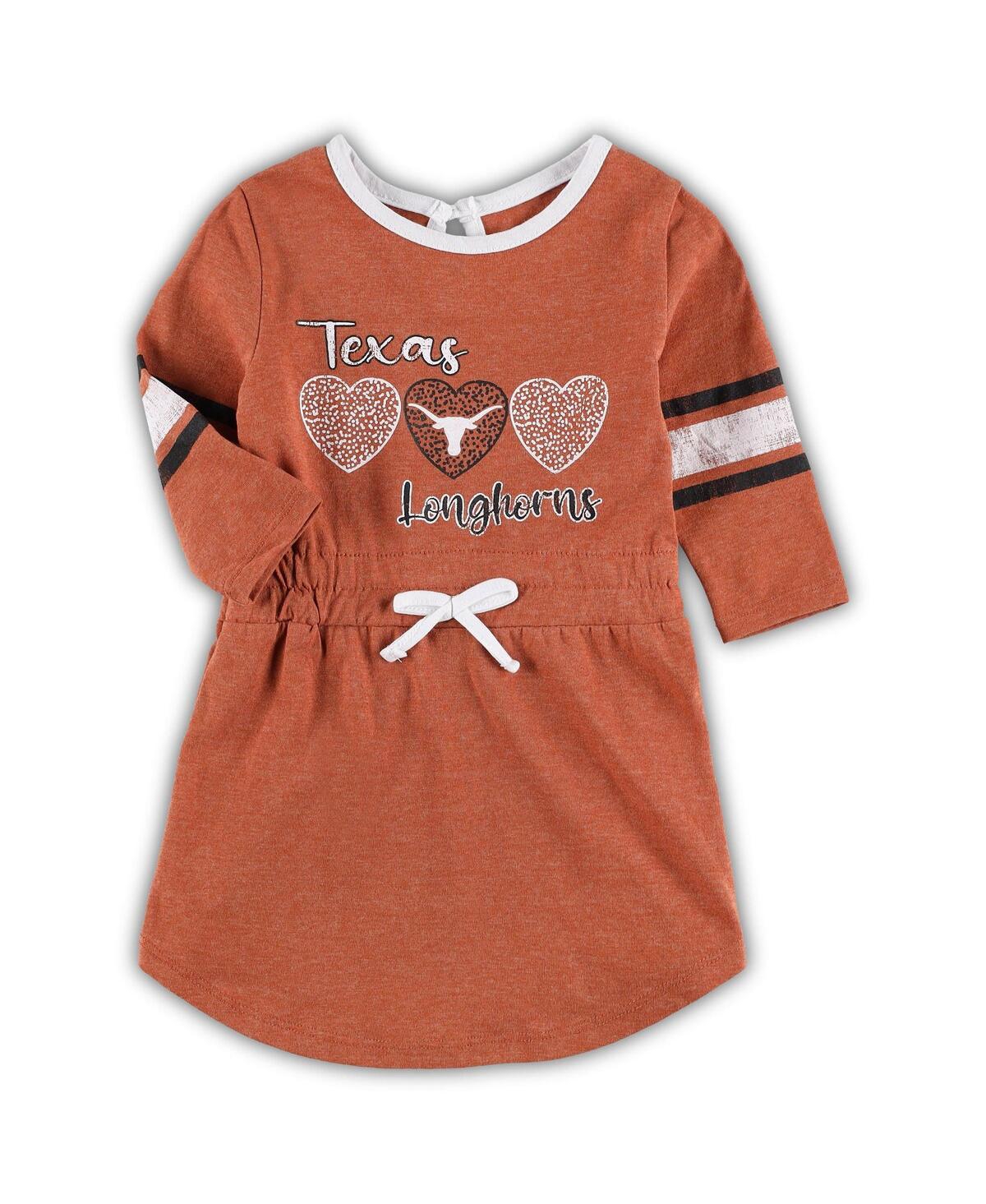 Shop Colosseum Toddler Girls  Heathered Texas Orange Texas Longhorns Poppin Sleeve Stripe Dress