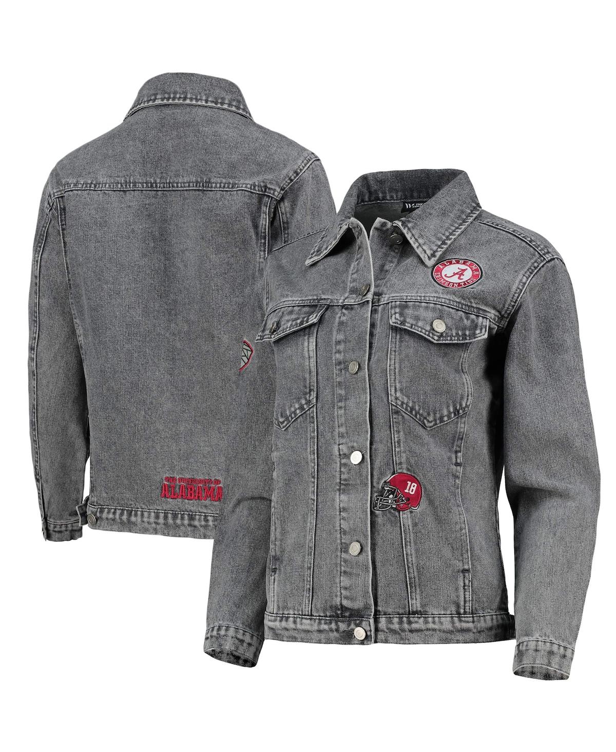 The Wild Collective Women s The Wild Collective Gray Alabama Crimson Tide Patches Full Button Denim Jacket Gray Smart Closet