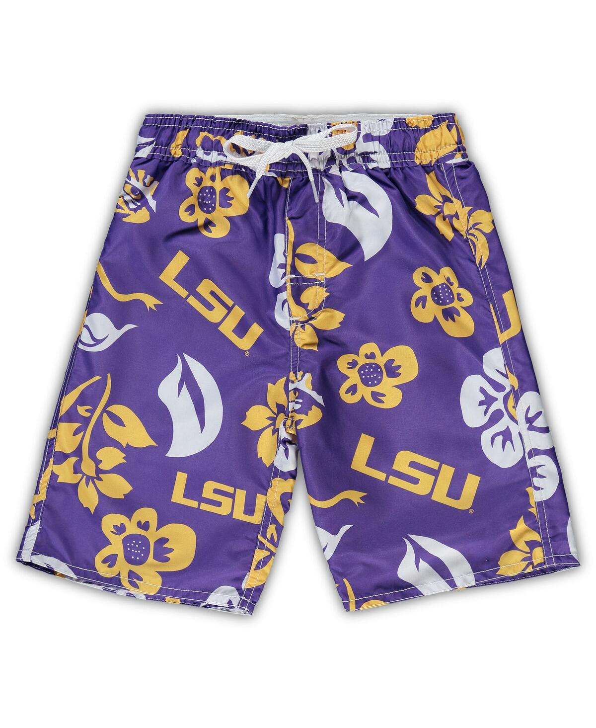 Wes & Willy Little Boys  Purple Lsu Tigers Floral Volley Swim Shorts In Purple