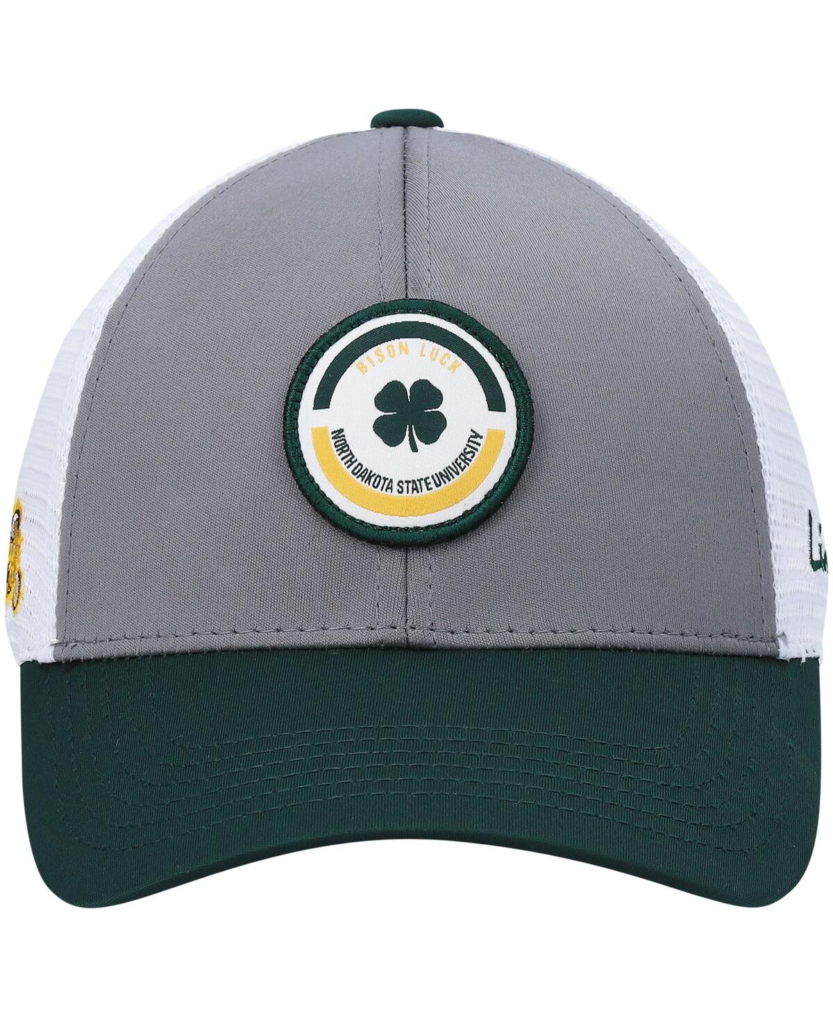 Shop Black Clover Men's Green, Gray Ndsu Bison Motto Trucker Snapback Hat In Green,gray