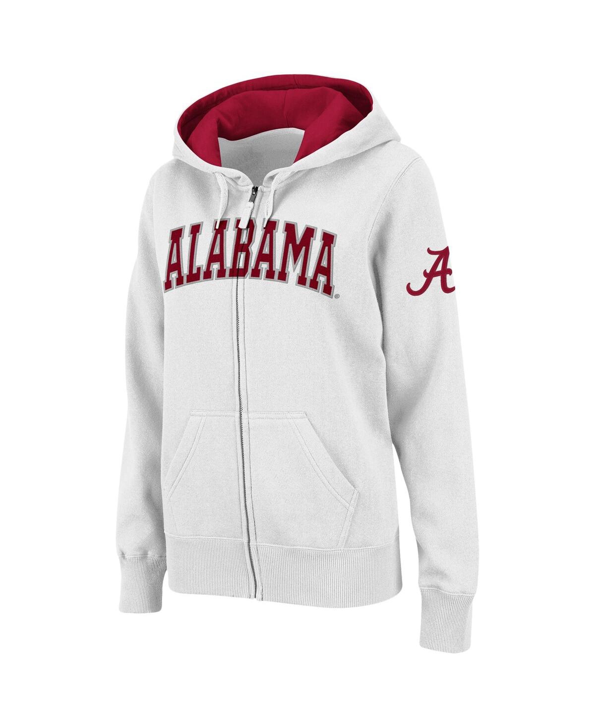 Shop Colosseum Women's  White Alabama Crimson Tide Arched Name Full-zip Hoodie