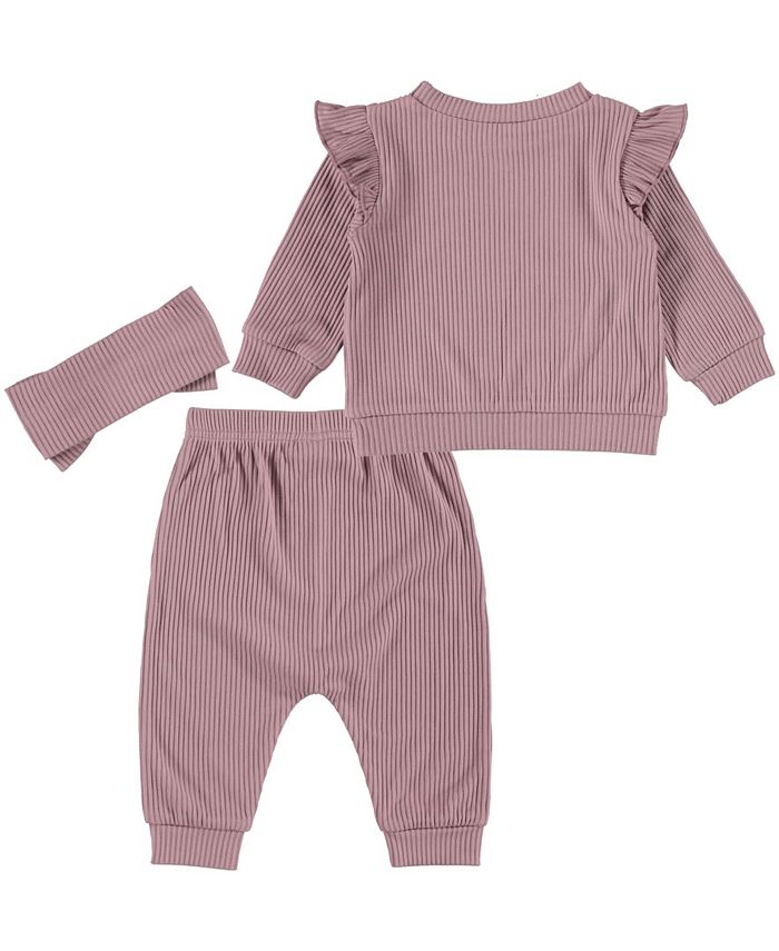 Chickpea Baby Girls Fashion Top and Joggers with Matching Headband, 3