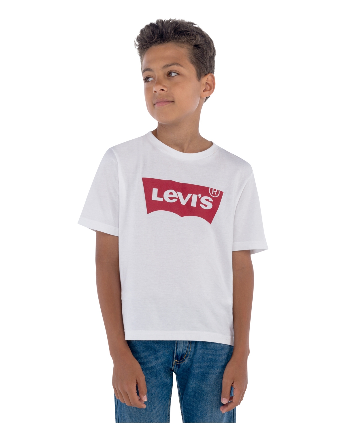 Shop Levi's Big Boys Batwing Logo Crewneck Jersey T-shirt In Dress Blues