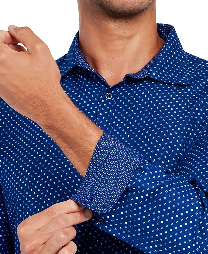 Calabrum Men's Regular Fit Sprinkle Print Wrinkle Free Performance